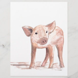 Baby piglet pig watercolor Farm Farmer Nursery 