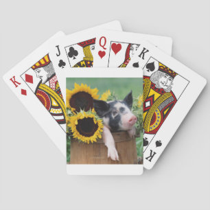 Baby Piglet Sunflower Pig Playing Cards