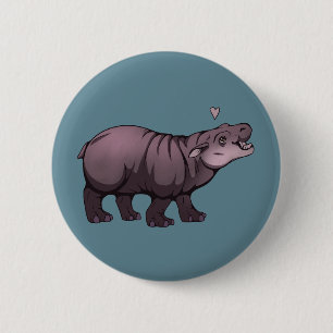 Baby Pigmy Hippo 6 Cm Round Badge