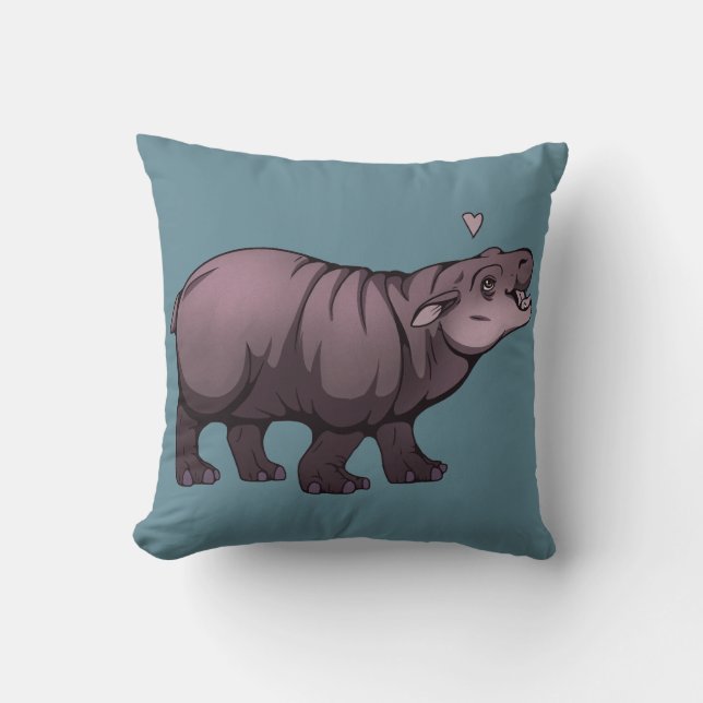 Baby Pigmy Hippo Cushion (Front)