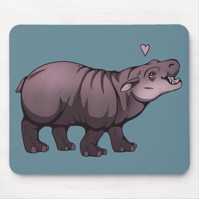 Baby Pigmy Hippo Mouse Mat (Front)