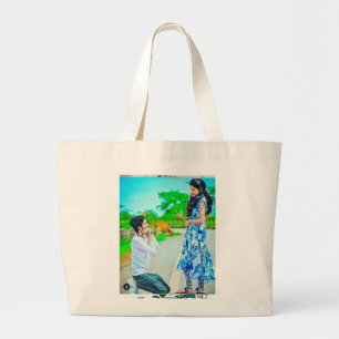 Baby Pikachu in a Magical Meadow" Large Tote Bag