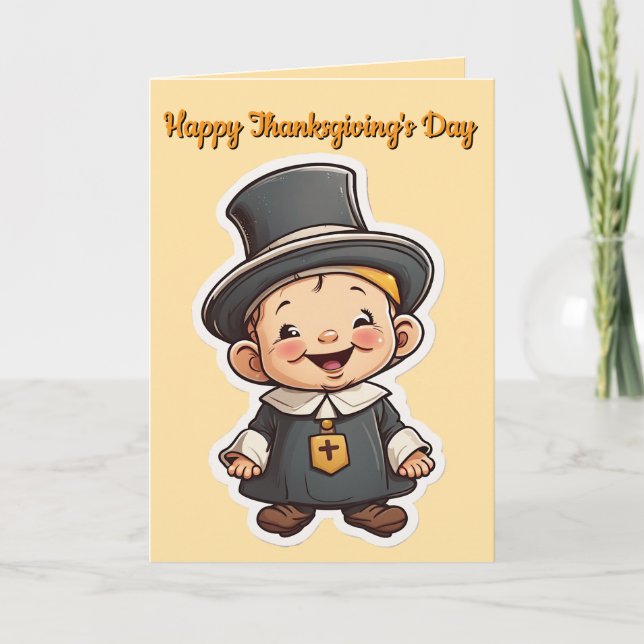 Baby Pilgrim Thanksgiving Greeting Card (Front)