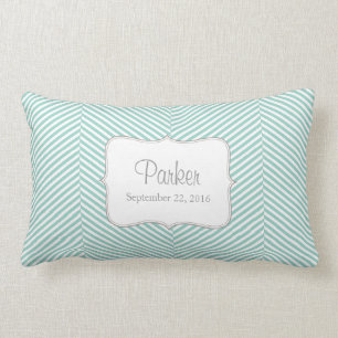 Baby Pillow - blue herringbone pattern