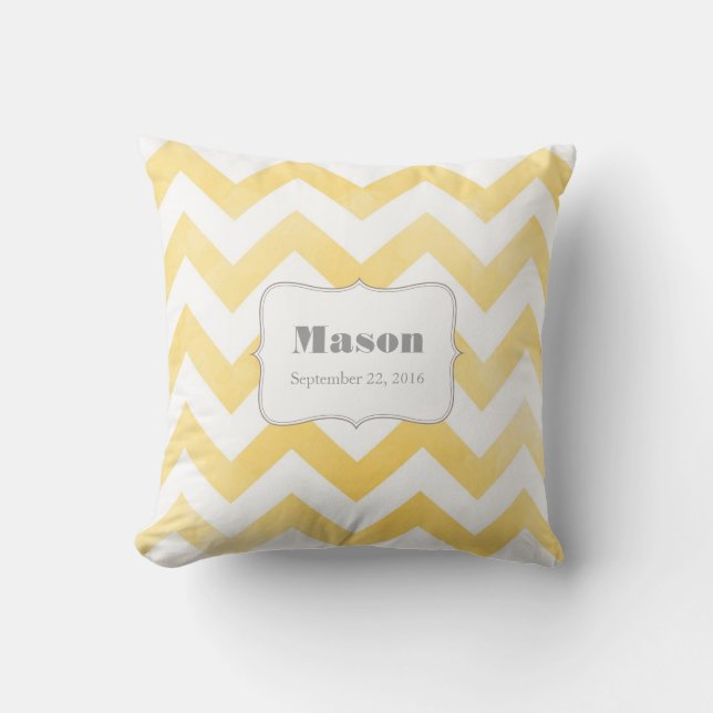 Baby Pillow - yellow chevron pattern (Front)