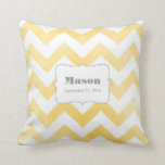 Baby Pillow - yellow chevron pattern<br><div class="desc">This personalised pillow makes a great gift for parents of a newborn. Personalise with the name and birth date of the baby.</div>