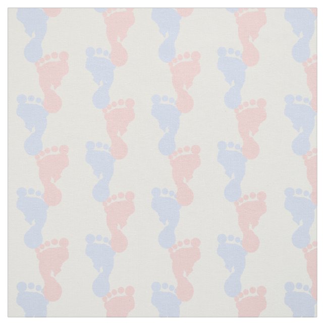 Baby Pink and Blue Footprints Fabric (Swatch)