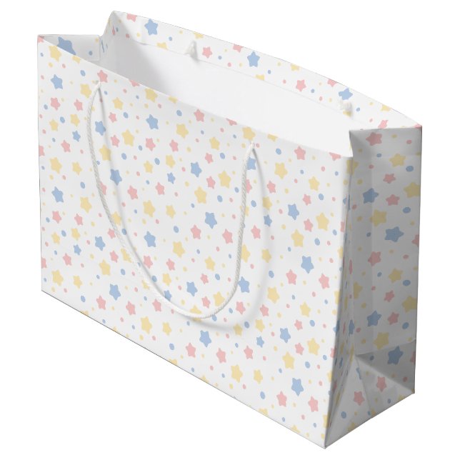 Baby Pink and Blue Stars Pattern Large Gift Bag (Back Angled)