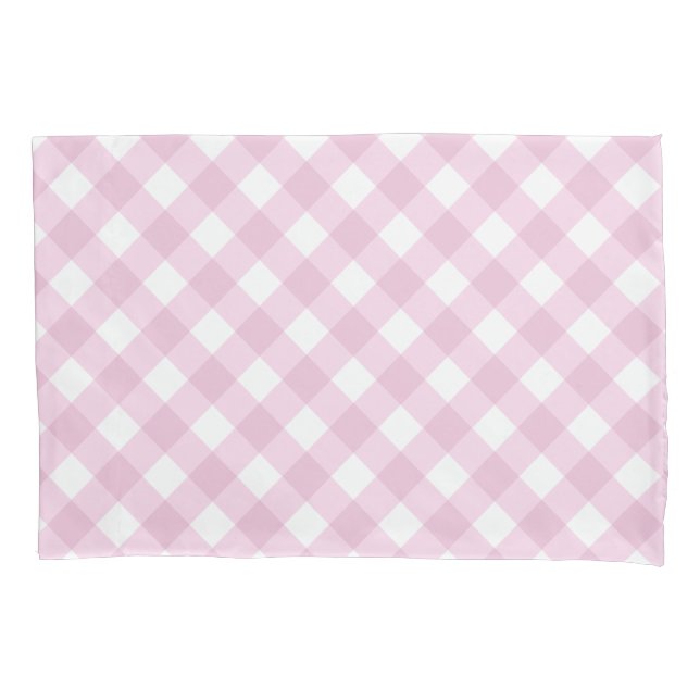 Baby Pink and White Gingham Pattern Pillowcase (Front)