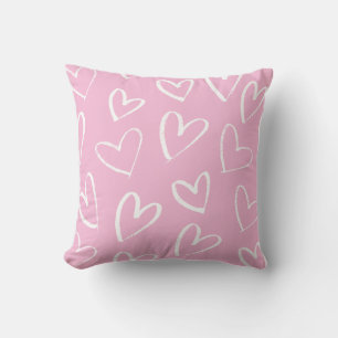 Baby pink and white heart pattern cushion