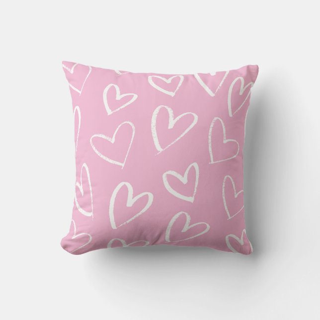 Baby pink and white heart pattern  cushion (Front)