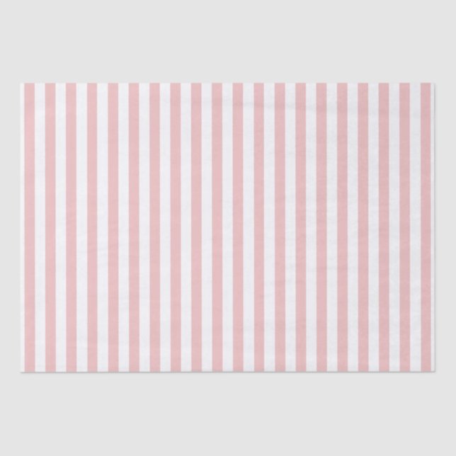Baby Pink And White Stripes Tissue Paper (Front)