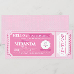Baby Pink Baby Shower Event Ticket Invite