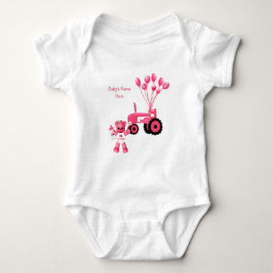 Baby Pink Bear and Pink Tractor T-Shirt Bodysuit