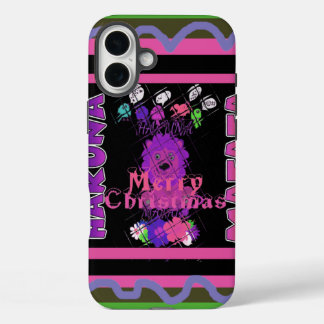 Baby pink Beautiful Merry Christmas Hakuna Matata iPhone 16 Plus Case