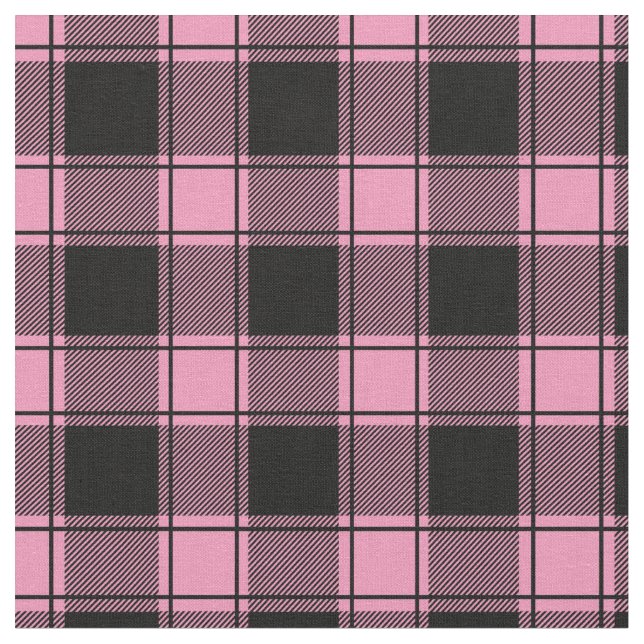 Baby Pink & Black Buffalo Plaid Fabric (Close Up)