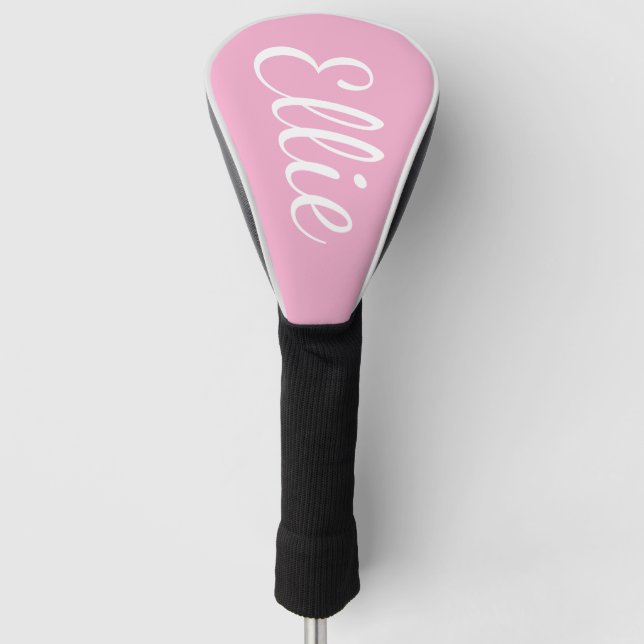 Baby Pink Bliss | Custom Name Cursive Script Golf Head Cover (Front)