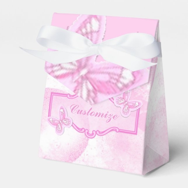 Baby Pink Butterfly Favour Box (Front Side)