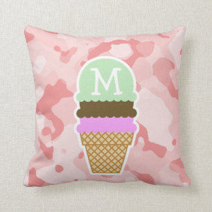 Baby Pink Camo; Ice Cream Cone Cushion