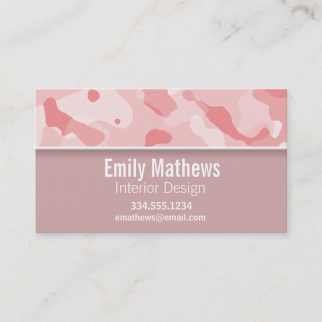 Baby Pink Camo; Personalised Business Card (Front)