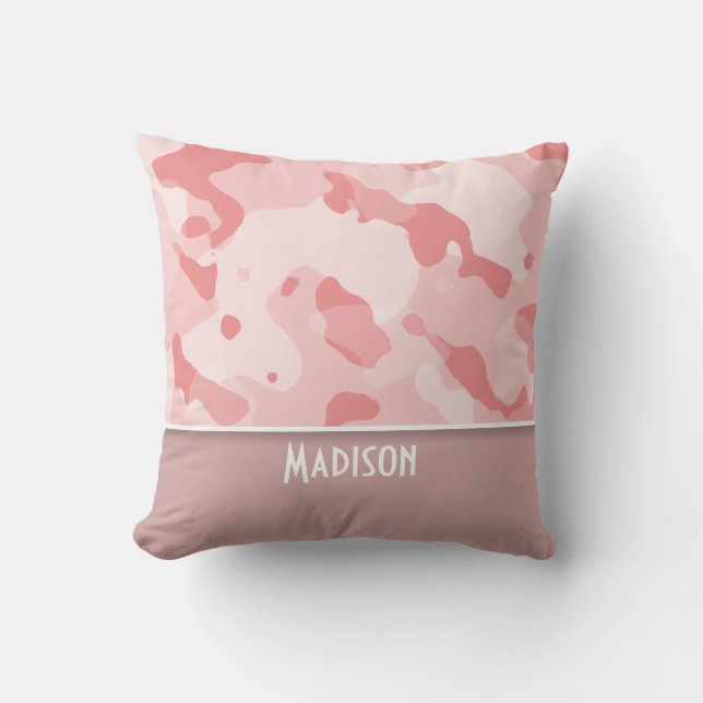 Baby Pink Camo; Personalised Cushion (Front)
