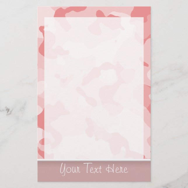 Baby Pink Camo; Personalised Stationery (Front)