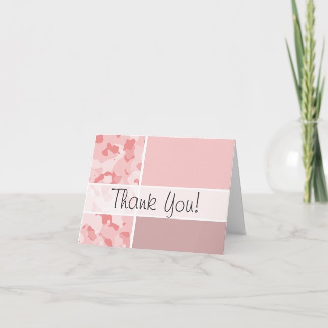 Baby Pink Camo; Personalised Thank You Card (Front)