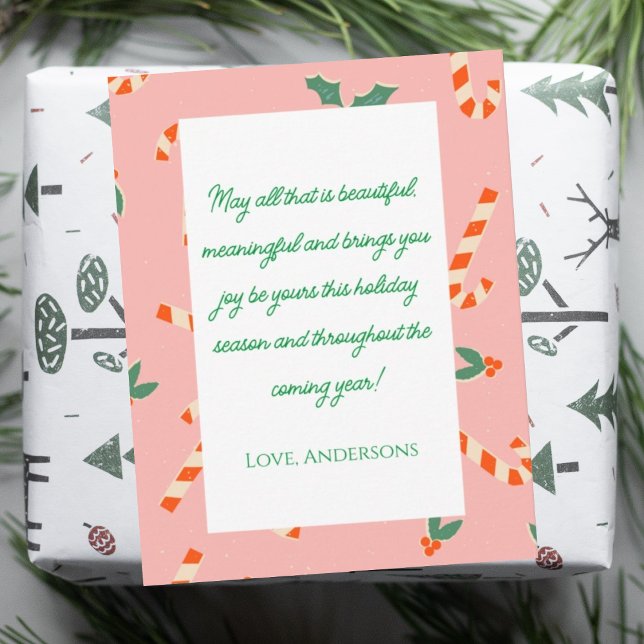 Baby pink Christmas candies family card (Creator Uploaded)