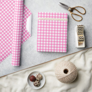 Baby pink classic check pattern wrapping paper