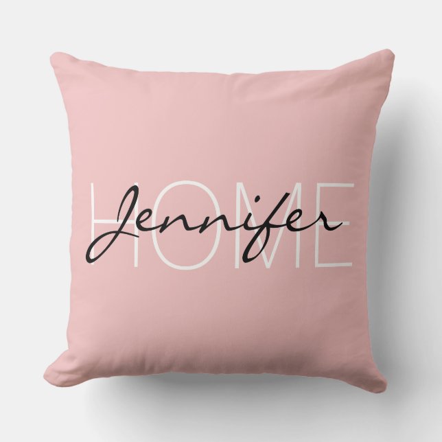 Baby pink colour home monogram cushion (Front)