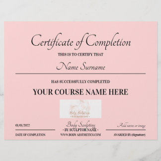 Baby pink course online certificate of completion