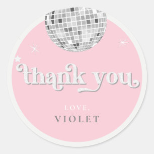 Baby Pink Disco Bridal Shower Circle Classic Round Sticker