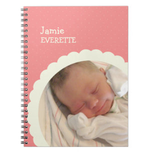 Baby pink dot scallop circle custom photo journal