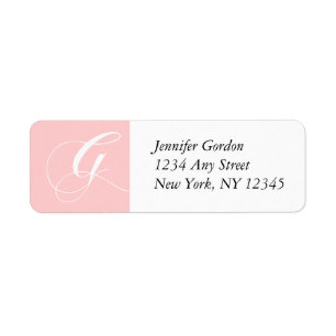 Baby Pink Elegant Monogram G Return Adress Label