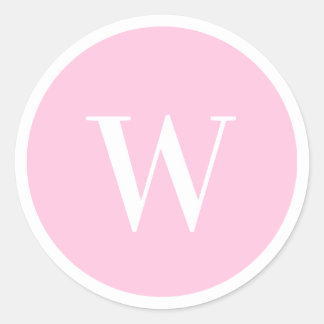 Baby Pink Elegant Stylish Monogram Initial Classic Round Sticker