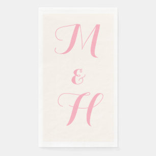 Baby Pink Elegant Wedding Initials Ivory Napkin