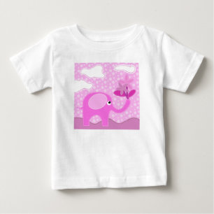 Baby Pink Elephant and Flowers T-Shirt