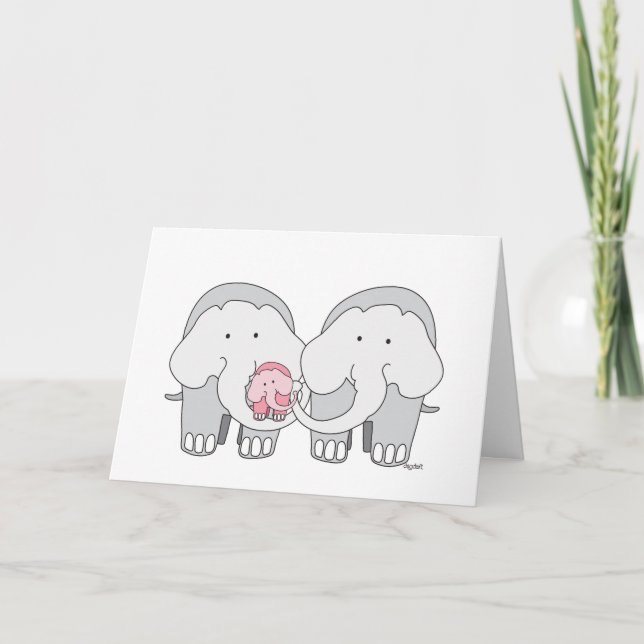 Baby Pink Elephant Card (Front)