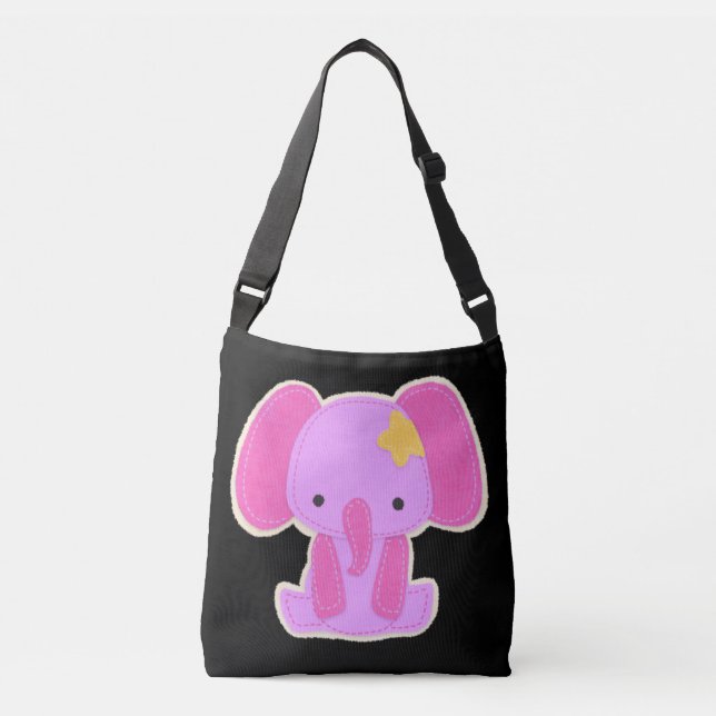 Baby Pink Elephant Girl Crossbody Bag (Front)