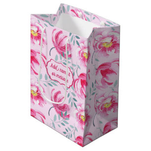 Baby Pink English Rose  Medium Gift Bag