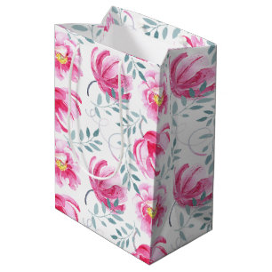 Baby Pink English Roses Medium Gift Bag