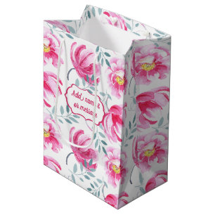 Baby Pink English Roses Medium Gift Bag