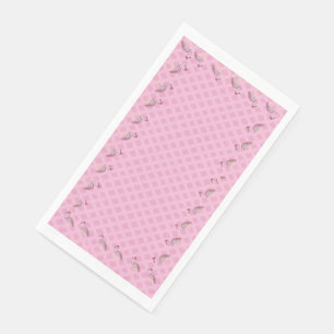 Baby Pink Flamingo Flamingos Basketweave Lattice  Napkin