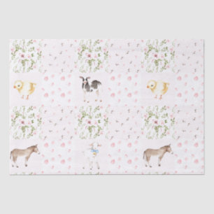 Baby Pink Floral Animals Quilt Nursery Pattern Tissue Paper