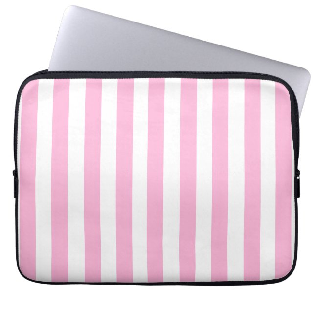 BABY PINK FUN BOLD STRIPES PATTERN LAPTOP SLEEVE (Front)