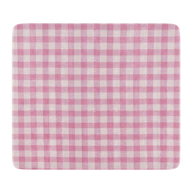 Baby Pink Gingham Cutting Board (Front)