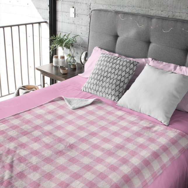 Baby Pink Gingham Fleece Blanket (Creator Uploaded)