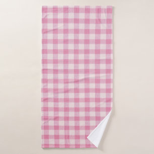 Baby Pink Gingham Pattern Bath Towel