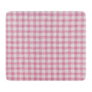 Baby Pink Gingham Pattern Cutting Board