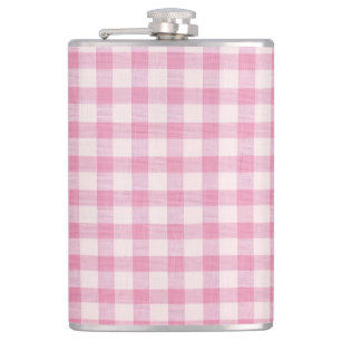 Baby Pink Gingham Pattern Hip Flask